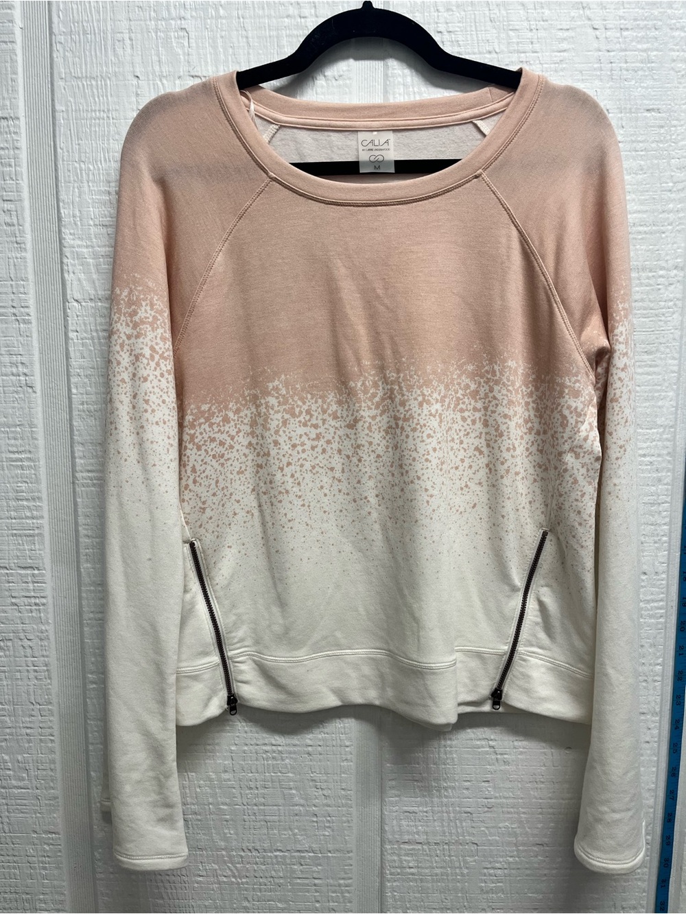 CALIA by Carrie Underwood Blush to Ivory Ombre Speckle Crewneck Sweatshirt